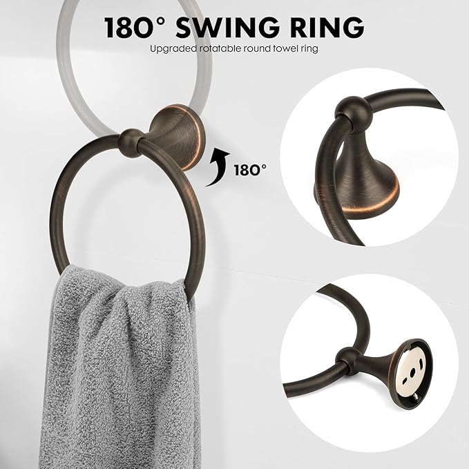 4 Piece Antique Bathroom Hardware Accessories Set Oil Rubbed Bronze,24 Inch Towel Bar Set,Towel Rack for Bathroom,Bathroom Towel Holder Bronze