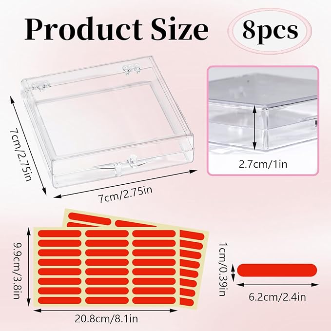 8 Pack Press On Nail Organizer, Nail Packaging for Press Ons, Clear Plastic Fake Nail Holder Organizer Acrylic Nail Display Storage Box for Nail Business Art Salon (Transparent)