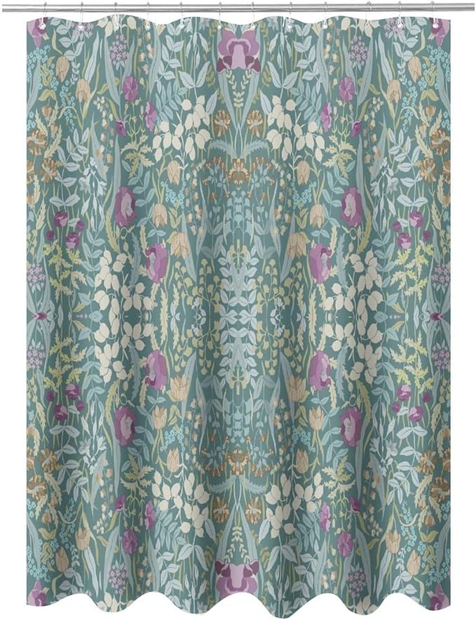 Vintage Botanical Shower Curtain William Morris Designs Green Jungle Fruit Print Shower Curtain Set Polyester Interior Waterproof Shower Curtain with 12 Hooks 72x72 Inches(183x183cm)