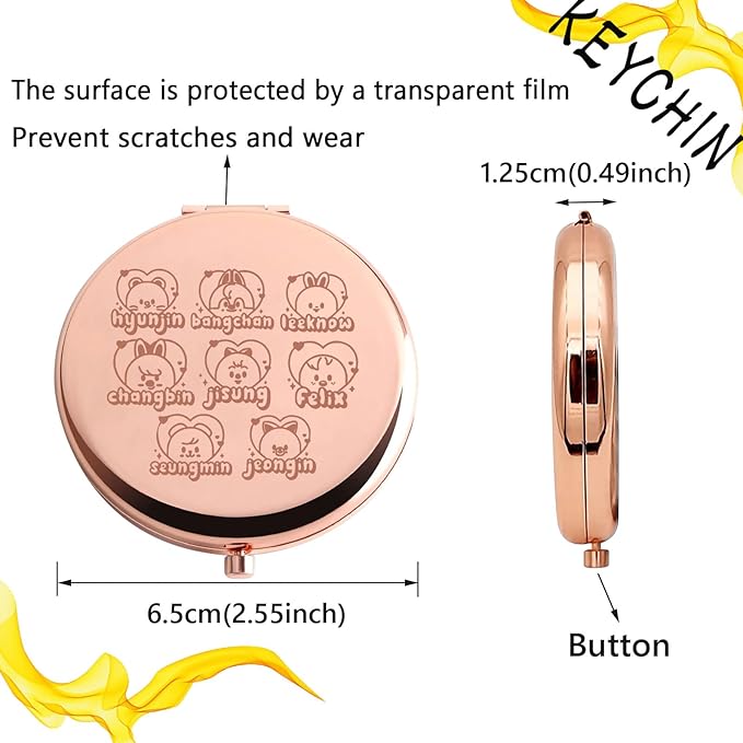 KEYCHIN Korean Pocket Mirror Korean Band Fans Gifts Korean Group Members Compact Makeup Mirror(Korean Hyunjin)