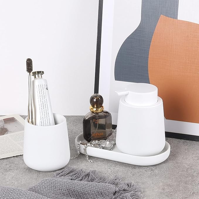 BosilunLife Bathroom Accessories Set 3 pcs (White-Liquid)