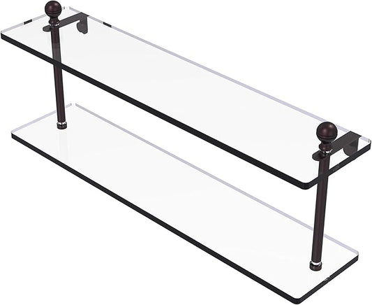 Allied Brass MA-2/22 Mambo Collection 22 Inch Two Tiered Glass Shelf, Antique Bronze