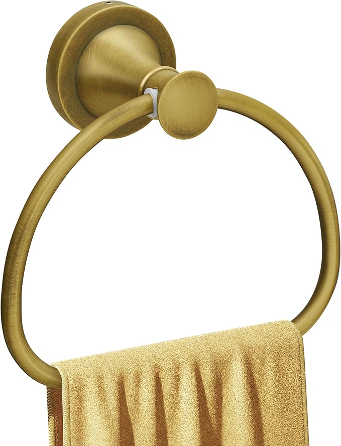 Brass Bathroom Hand Towel Holder, Antique Brass Towel Ring Holder, Wall Mounted Towel Rack Hanger Home Half Round Bathroom Hardware Accessory Modern