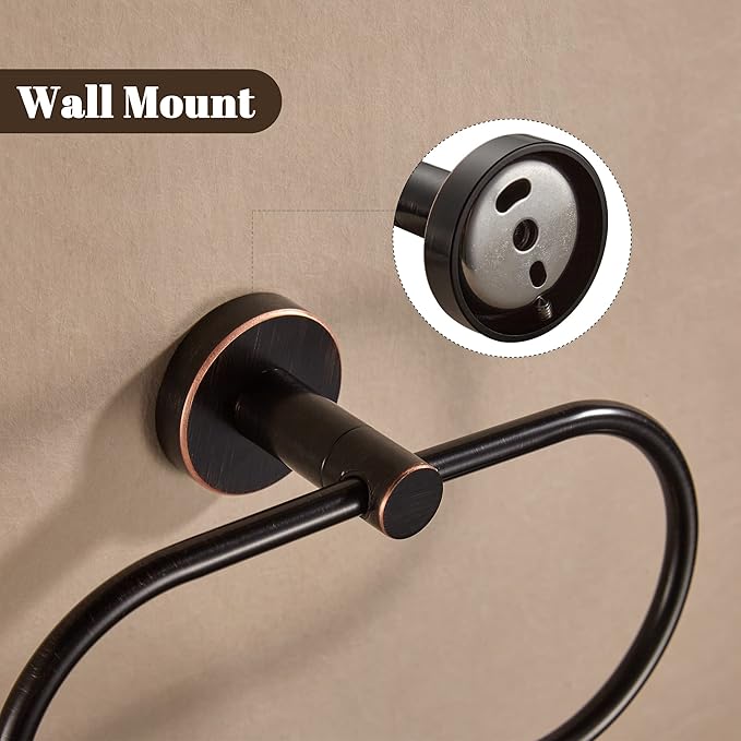 BigBig Home Bronze Towel Ring, Bathroom Towel Holder, Bath Oil Rubbed Hand Towel Rack Hanger Wall Mounted Farmhouse