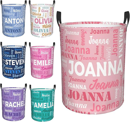 Custom Name Laundry Basket, Personalized Collapsible Laundry Hamper with Name for Bathroom Bedrooms, Customized Dirty Clothes Hamper Storage Basket Gifts for Kids Boys Girls Baby Men Women