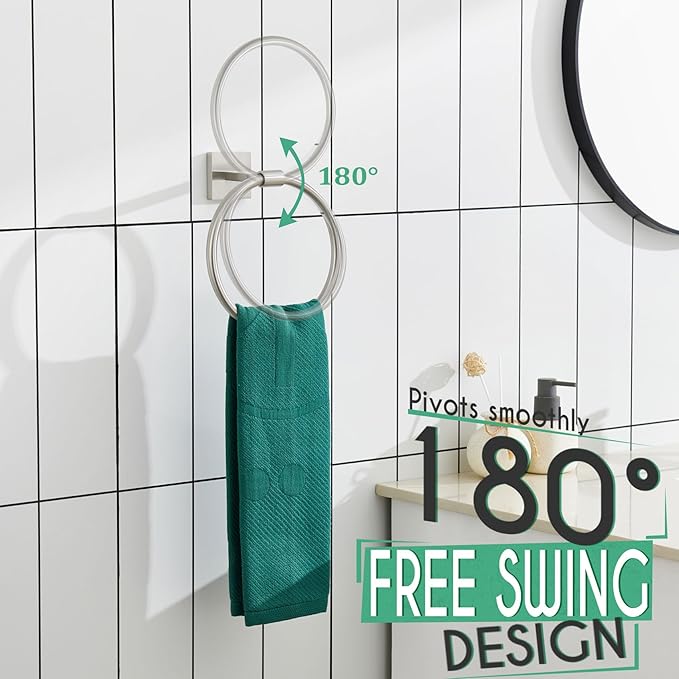 KOKOSIRI Bath Towel Holder Brushed Nickel Hand Towel Ring Bathroom Accessories Shower Towel Rack Stainless Steel Wall Mount, B3010BR