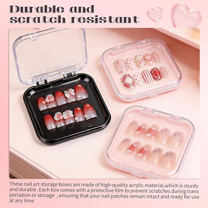 30pcs Press On Nail Packaging Box，Press On Nail Storage Box Set With 60pcs Of Double-Sided Adhesive Tape，Suitable For Nail Storage And Nail Art Display (Color mixing)