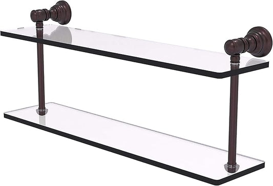 Allied Brass CL-2-22 Carolina Collection 22 Inch Two Tiered Glass Shelf, Antique Bronze