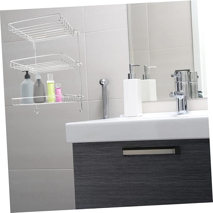 Stainless Steel Folding Storage Rack Adhesive Wall Mount Bathroom Shelves No Punch Sundry Rack