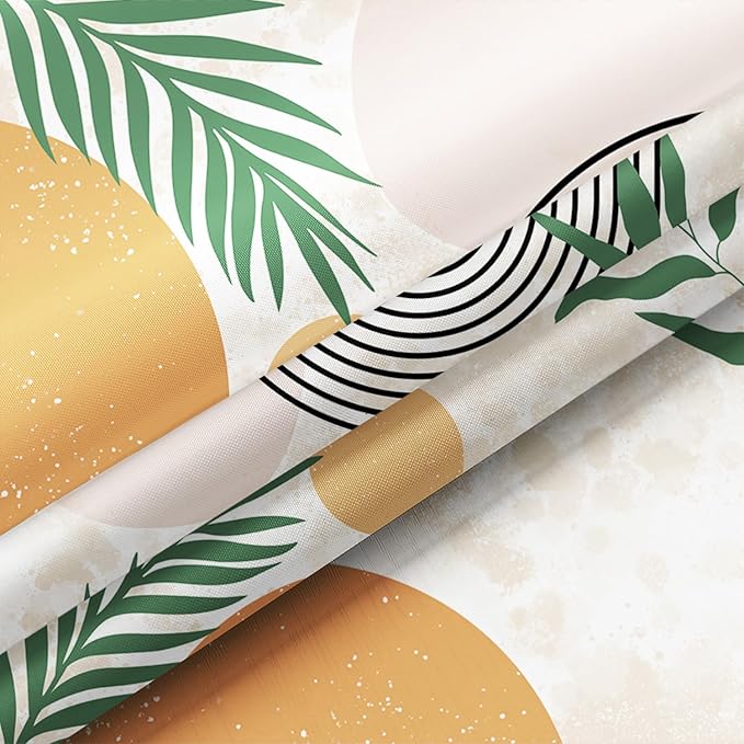 HMS Happy Memories Bohemian Plant Boho Floral Print Shower Curtain, Polyester Fabric Cloth for Bathroom Decor 72×72 Inch Standard Size with 12 Hooks, Also as Room Divider (Boho Orange)