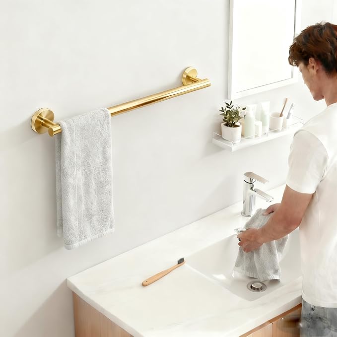 Towel Racks for Bathroom, Stainless Steel Towel Rack, Bathroom Towel Holder, Towel Bar for Bathroom Wall, Towel Holder for Bathroom Wall, Bathroom Towel Rack, Towel Bar, Bathroom Accessories (Gold)
