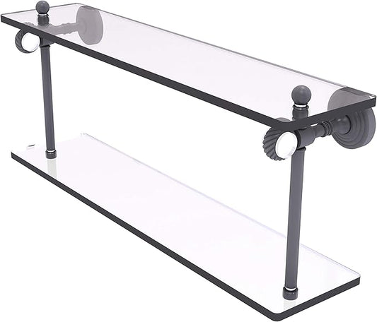 Allied Brass PG-2T-22-GYM Pacific Grove Collection 22 Inch Two Tiered Glass Twisted Accents Shelf, Matte Gray