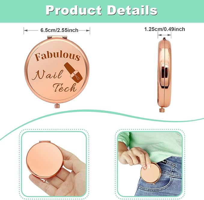 Nail Technician Gift Nail Stylist Gifts for Her Compact Makeup Mirror Manicurist Artist Presents Beautician Presents Appreciation Folding Makeup Mirror for Manicurist Birthday Thanksgiving