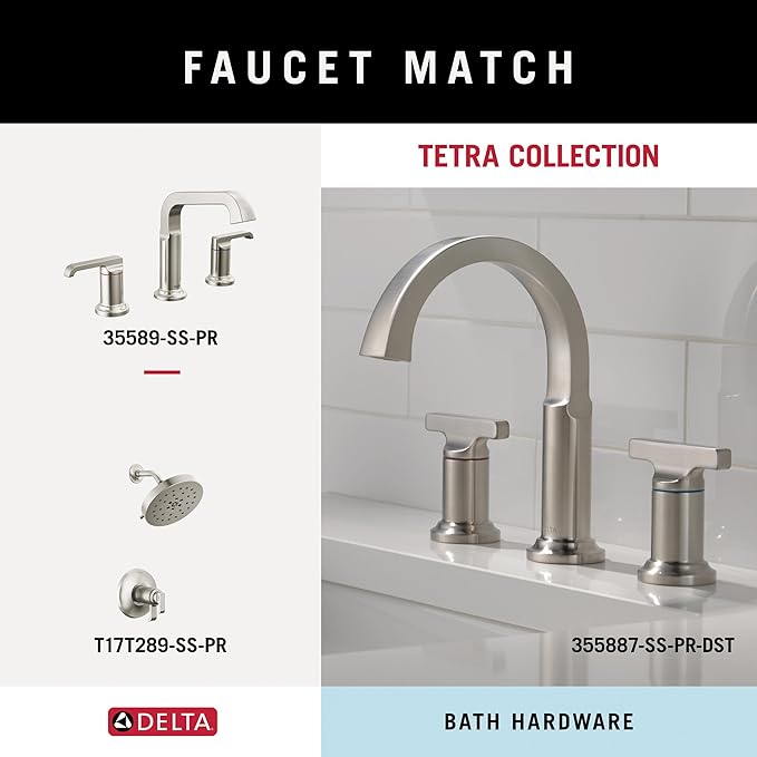 DELTA FAUCET 78908-SS Tetra 8 in. Hand Towel Bar Bath Hardware Accessory in Stainless Steel