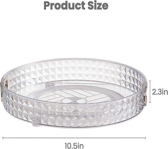360 Rotating Makeup Organizer, 1 Tier Diamond Pattern Perfume Organizer, 10.5" Large Capacity Skincare Lotion Organizer, Designed for Vanity and Bathroom Countertops, Clear