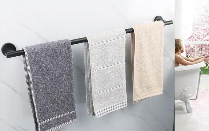 33 Inch Towel Bar 2 Pack for Bathroom 9/12/16/24/28/33 Inch Kitchen Hand Towel Holder Matted Black Stainless Steel 304 RUSTPROOF Wall Mount Towel Rod 2 of Pack (2, Matted Black, 33 Inch)