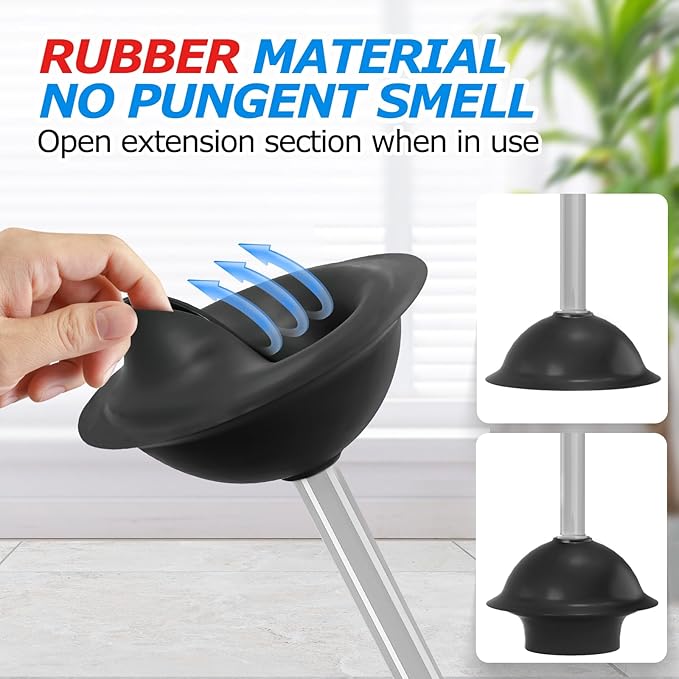 FORASTO 2 in 1 Toilet Plunger and Brush Set,Extended Handle Plunger,Toilet Bowl Brush Plunger Set,Bathroom Cleaning Tools,Cleaning Brush,Toilet Brush Plunger Combo,Charcoal Gray???20.8inch???