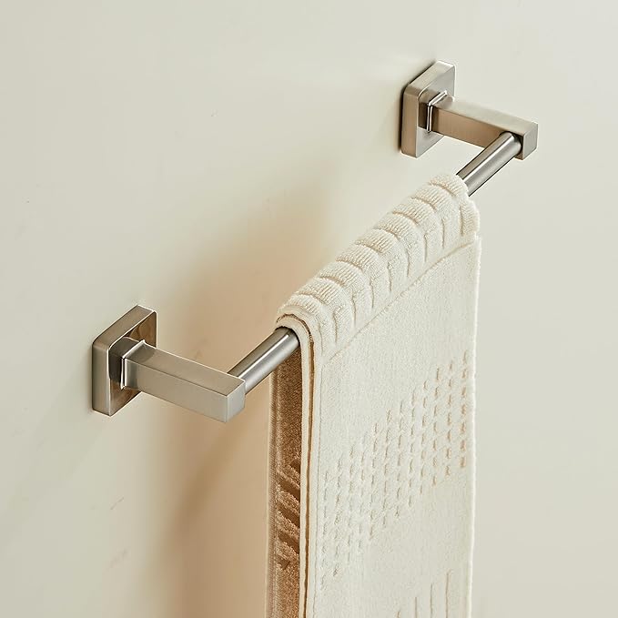 Bathroom Wall Mounted Towel Rack,12 Inch Brushed Nickel Towel Bar with Stainless Rack and Hand Towel Holder, Shower and Bath Towel Racks for Bathroom Wall(Total Length 14-Inch)