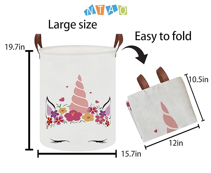 NTAOHAMPER Laundry Hamper,Laundry Basket,Baby Nursery Hamper,Waterproof Storage Bin,Clothes Organizer Basket,Room Decor(Unicon)