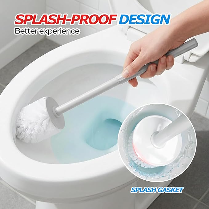 FORASTO 2Pack Toilet Bowl Brush and Holder Set - Toilet Scrubber Brush,Cleaning Brush,Bathroom Decor,Household Essentials,Cleaning Supplies,Home Essentials,Light Gray