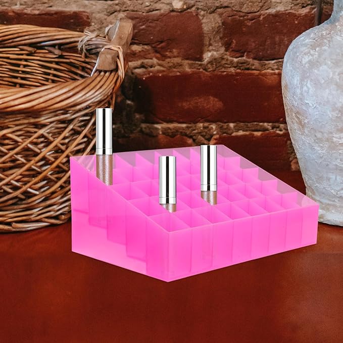 Cabilock Lipstick Storage Box 40 Slots Cosmetic Holder Dustproof Makeup Palette Organizer Makeup Shelf