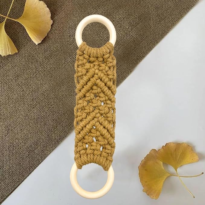 2Pcs Hand Woven Towel Storage Rack, Kitchen Dish Towel Holder, Crochet Towel Holder Rings for Hanging Kitchen Towels