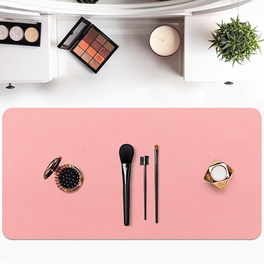 Makeup Mat for Vanity - Waterproof | Oil-Proof | Dust-Resistant | Soft and Comfortable Desk Protection, Ideal for Makeup Tables and Workbenches (15.7"X31.5", Pink)