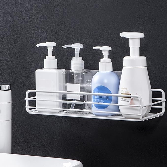 Rust-Proof Bathroom Storage Boxes Flexible Rack with Removable Shelf 2pcs Wall Mounted Floating Shelves for Bedroom Kitchen Easy to Clean Black Metal White