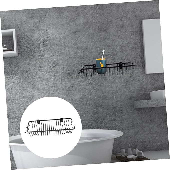 1Pc Wall Mounted Storage Rack No Drill Shelf for Bathroom Kitchen Stylish Organizer for Shampoo Toiletries Functional Design Easy Installation