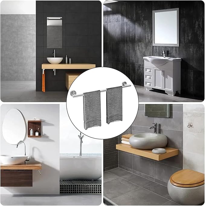 24 Inch Towel Bar, Towel Racks for Bathroom, SUS304 Stainless Steel Towel Bar for Bathroom Wall, Sturdy Towel Holder Bathroom Accessories (Silver)