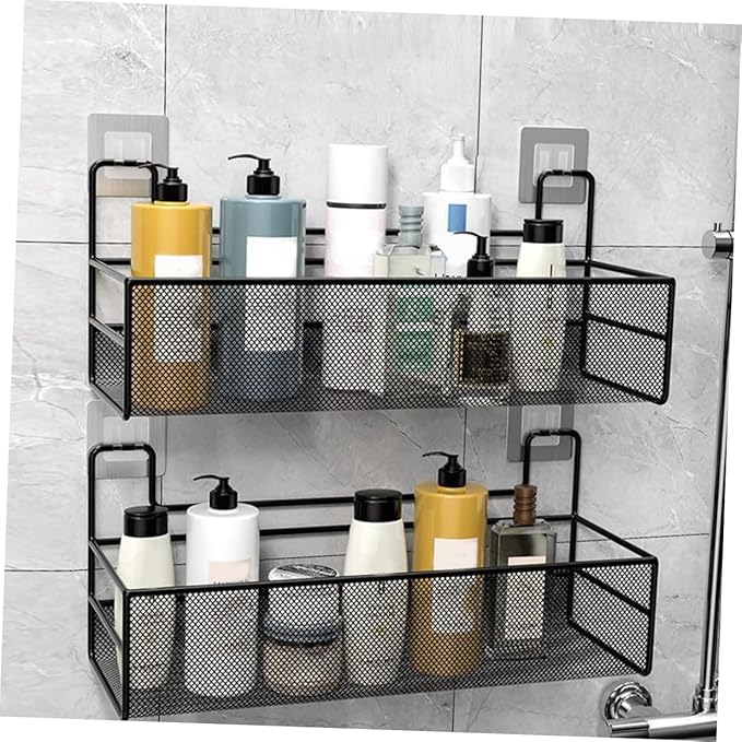 PRETYZOOM No Drilling Wall Mounted Storage Basket Versatile Wire Organizer for Bathroom Toilet Shelf Easy Installation Capacity Space Saving Design