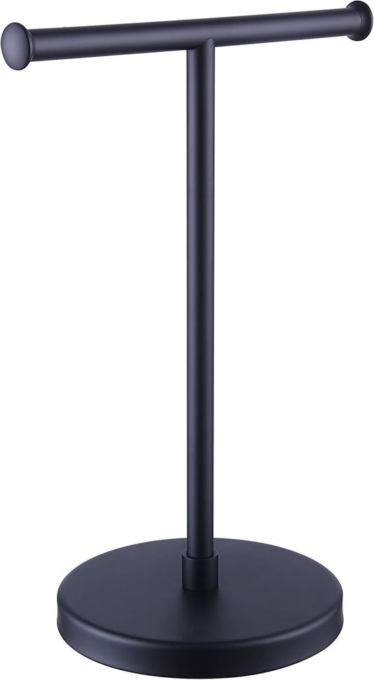 GERZWY SUS 304 Stainless Steel Hand Towel Holder Standing Tree Rack for Bathroom Vanities Countertop, Matte Black DZY024-BK