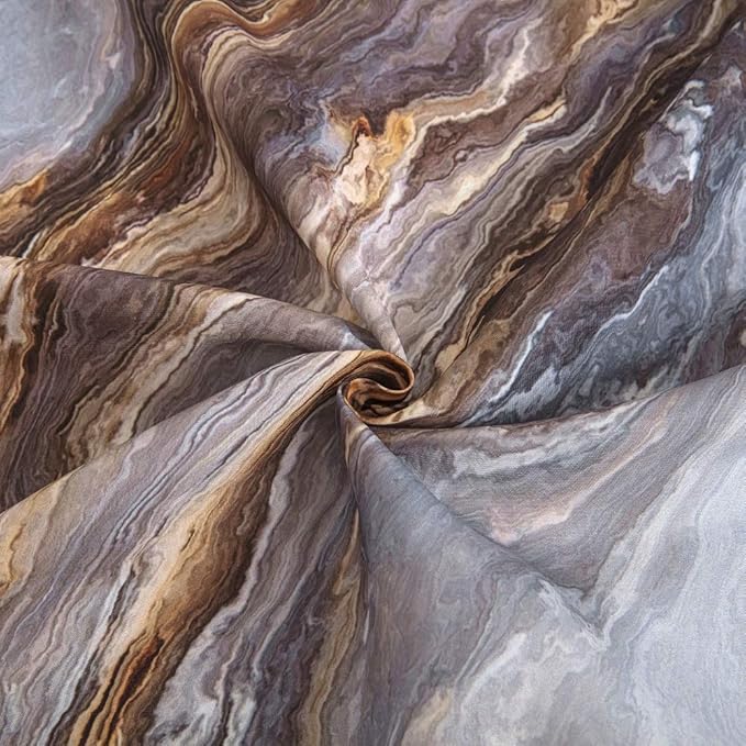 Shower Curtain Marble Texture for Bathroom, Brown Polyester Fabric Waterproof Bathroom Decor,54 x 78 Inch,Stall Size