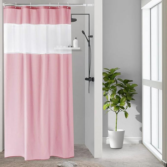UFRIDAY Light Pink Shower Curtain Stall Size 36x72 inch Fabric Shower Curtain with a White Liner,Waterproof Pink Shower Curtains for Bathroom