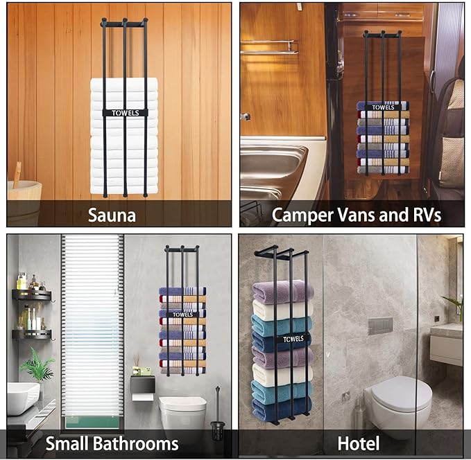 Towel Storage, Towel Rack Wall Mount for Small Bathroom, LAFEALO New Upgrade 3 Bar Towel Racks for Bathroom, Towel Holder for Bathroom Wall, Bathroom Organizer, Washcloths in Small Bathroom/RV/Camper