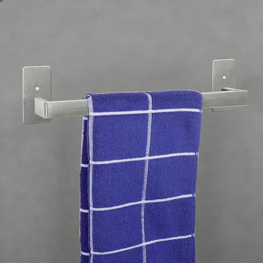 Bathroom Towel Bar Self Adhesive, No Drilling Towel Rack Easy to Install,Hand Towel Holder Made of Premium Stainless Steel Sticky on Hand Towel Hanger for Kitchen, Toilet.(12IN, Brushed)