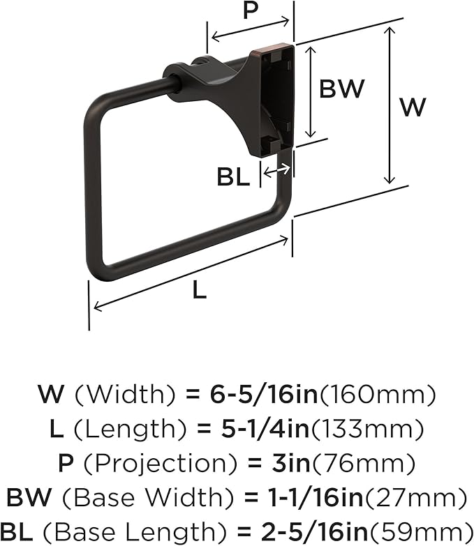 Amerock BH36052 Davenport 5-1/4" Wall Mounted Towel Ring - Oil Rubbed Bronze