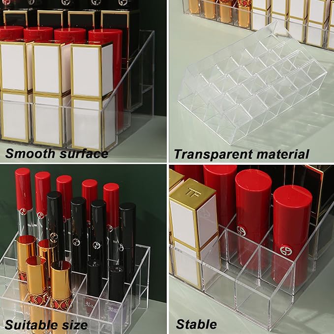 Lipstick Organizer 36 Slots Plastic Clear Comestic Display Holder for Lip gloss Chapstick Perfume Nail Polish Essential Oil