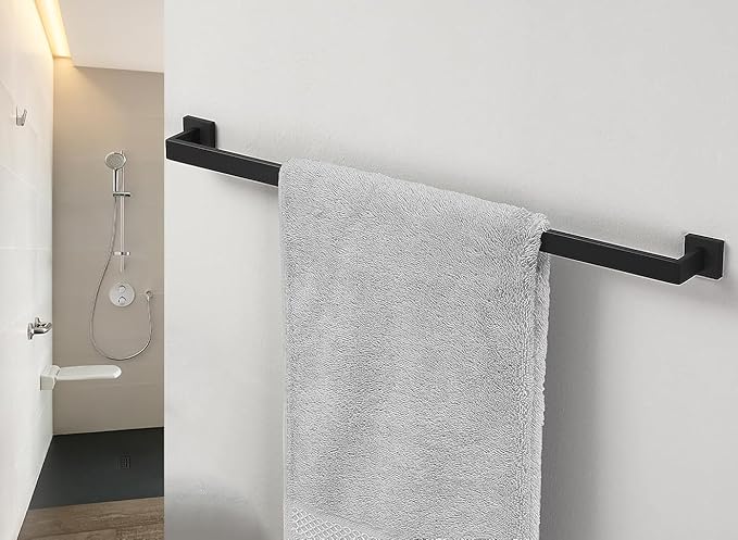 32 Inch Towel Bar 2 Pack for Bathrooms 12/16/20/24/28/32/36 Inch Stainless Steel 304 Matte Black Towel Holder Modern Square Towel Rod Rustproof Wall Mount (2, Matte Black, 32 Inch)