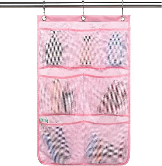 GYEUKHAM Hanging Mesh Shower Caddy for Bathroom - Quick Drying Portable Shower Organizer with Multiple Pockets for Soap,Shampoo and Cruise Ship Essentials Saving Bathroom Storage,Pink,1 Pack