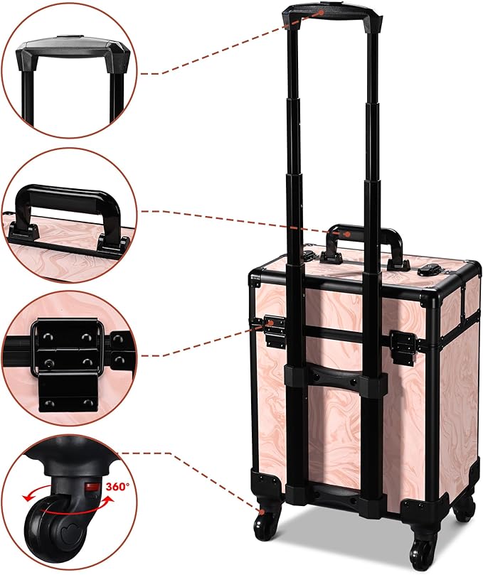 BYOOTIQUE Makeup Trolley on Wheels Esthetician Rolling Case Hair tool Travel Bag Lash Storage Barber Tool Box for Nail Bar Beauty Salon Cosmetologist Manicurist Hairstylist.CoyoteButtes Dusk
