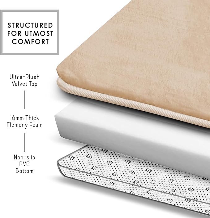 Clara Clark Bathroom Rugs, Velvet Memory Foam Bath Mat, Non-Slip Bath Rugs, Machine Wash, Dries Quickly, Ultra Soft Plush Bath Mats for Bathroom,