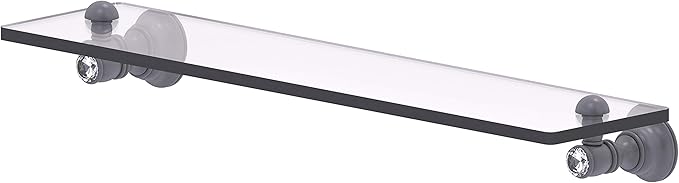 Allied Brass CC-1-22 Carolina Crystal Collection 22 Inch Glass Shelf, Matte Gray