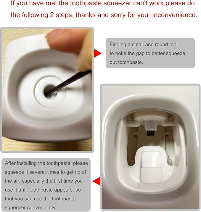 MOPMS Toothpaste Dispenser Wall Mounted for Bathroom Automatic Toothpaste Squeezer for Kids and Adult (Grey and Black)