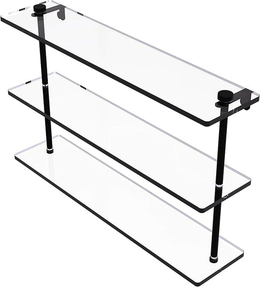Allied Brass NS-5/22 22 Inch Triple Tiered Glass Shelf, Matte Black
