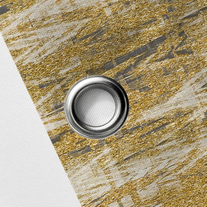 JAWO Gold Shower Curtains for Bathroom, Golden Yellow Glitter Sparkle Bling Waterproof Fabric Decorative Shower Curtain, Washable Luxury Elegant Fancy Glam Metallic Bath Curtain, 70X48IN