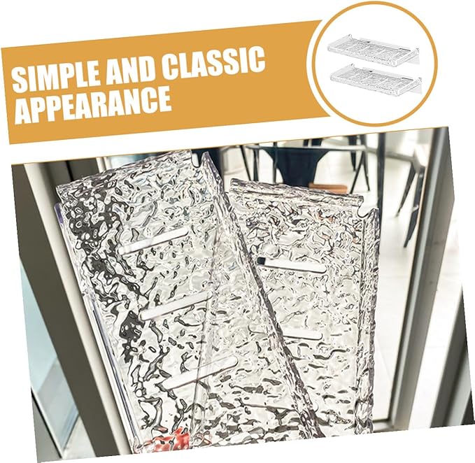 2pcs Floating Wall Shelf Bathroom Storage Rack Transparent Wave Pattern No-Drill Mount Organizer for Toothbrushes Cups Toothpaste Kitchen Bedroom