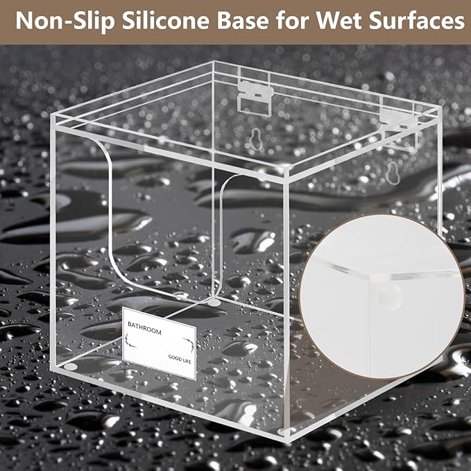 Disposable Face Towel Holder Box, Acrylic Storage Box for Face Towels XL, Makeup Organizer with Lid, Clear Acrylic Face Towel Holder for Bathroom, Vanity Makeup