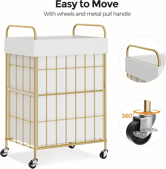 Laundry Hamper with Wheels, 90L Laundry Basket with Handle, Laundry Sorter with Removable Liner Bag