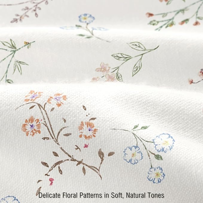 Floral Farmhouse Vintage Cotton Shower Curtain, French Country Shower Curtains for Bathroom, 72Wx72H